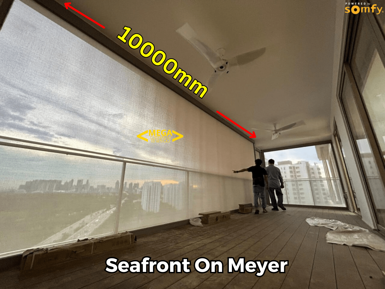 Wide Zip Blind system designed for a panoramic outdoor view
