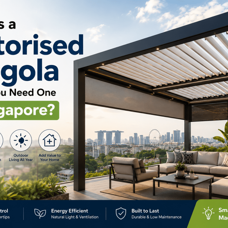 SmartZip Smart-LUV bioclimatic motorised pergola Singapore landed home patio