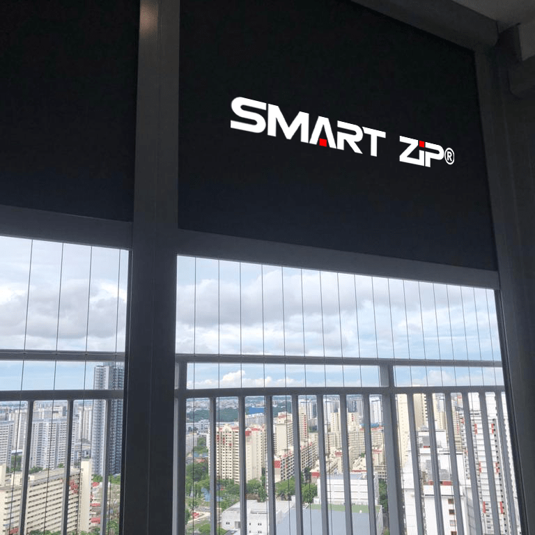 SmartZip Flagship motorised balcony blinds installed at a Singapore condo