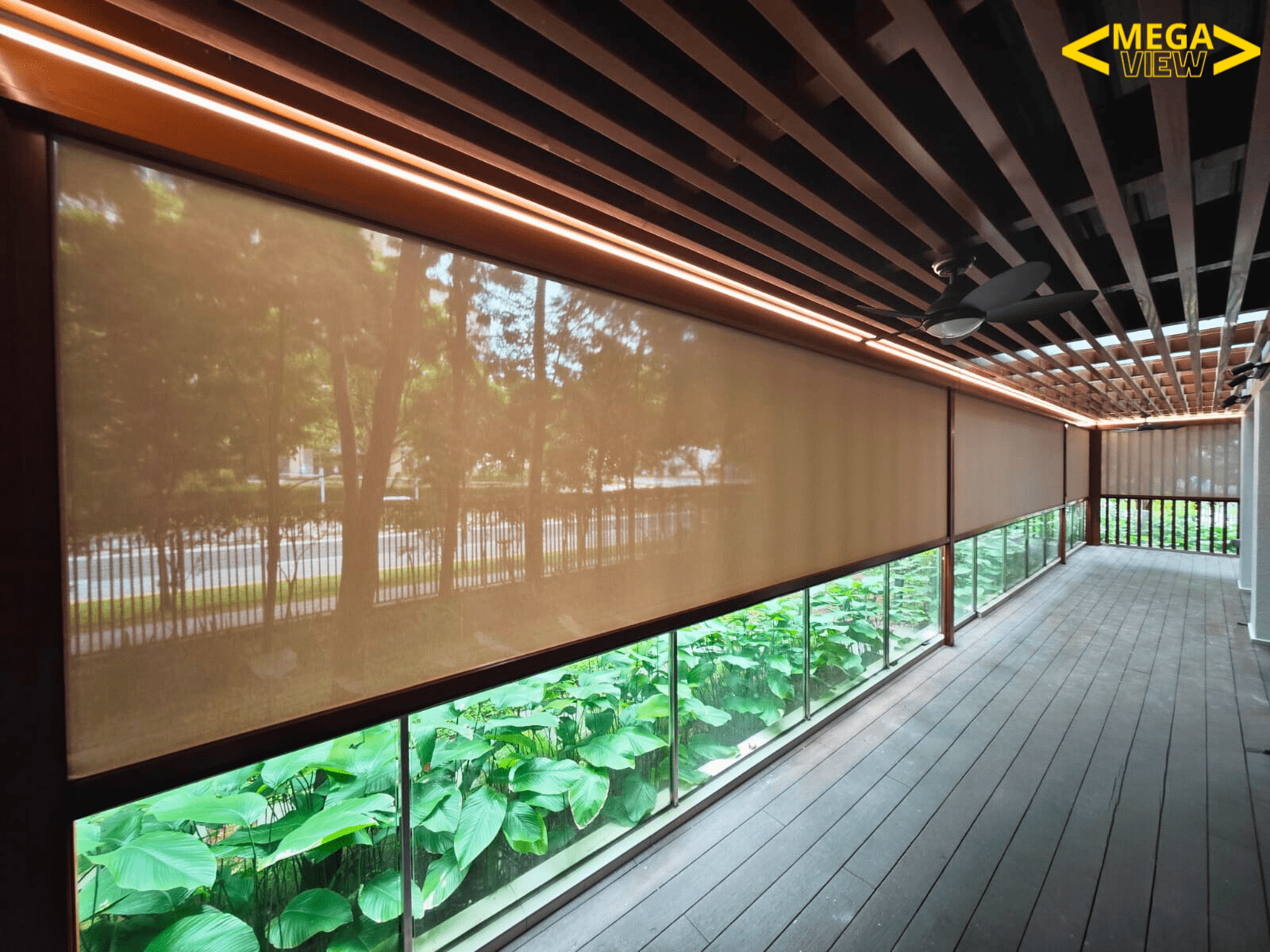 SmartZip Megaview ECO installed across a wide balcony at Jewel Buangkok