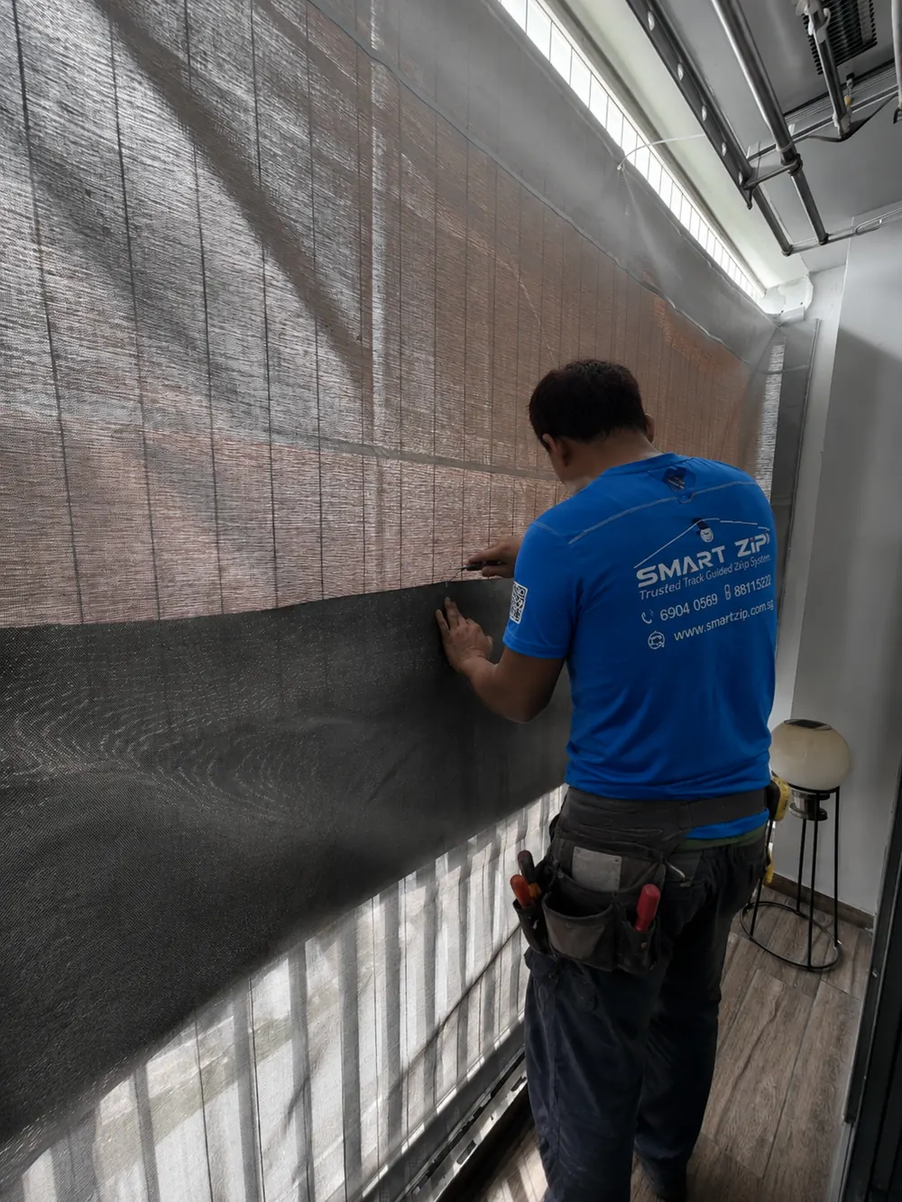 Zip Blind screen fabric repair assessment in Singapore