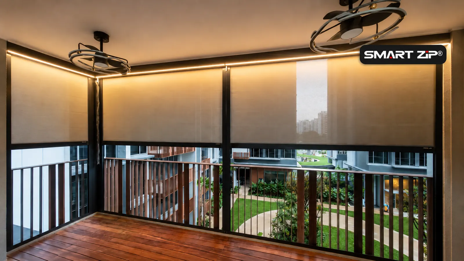 Balcony Zip Blind ready for professional repair and servicing