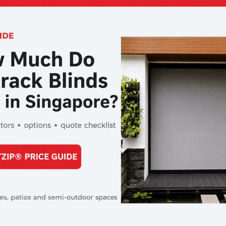 Ziptrack blinds Singapore price guide featuring a real SmartZip outdoor blind installation