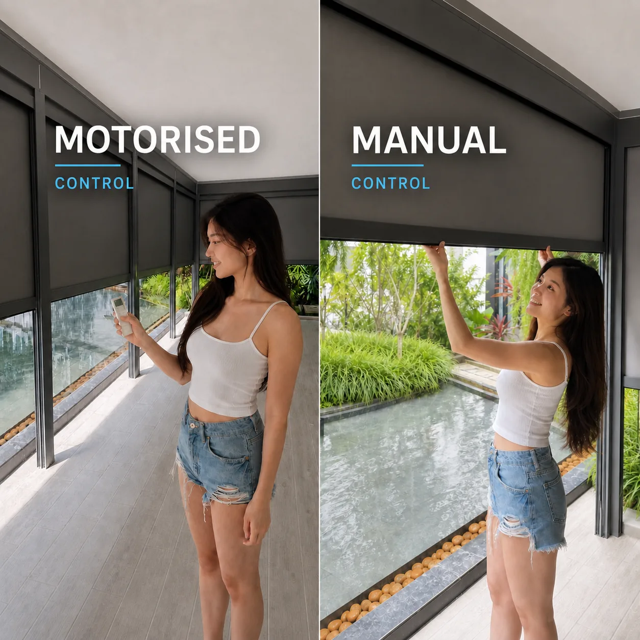 SmartZip DuoControl motorised and manual ZipBlind control